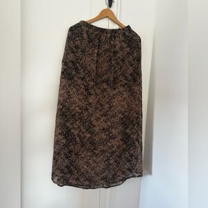 Forever 21 Abstract Black and Brown Sheer Maxi Flowy Skirt